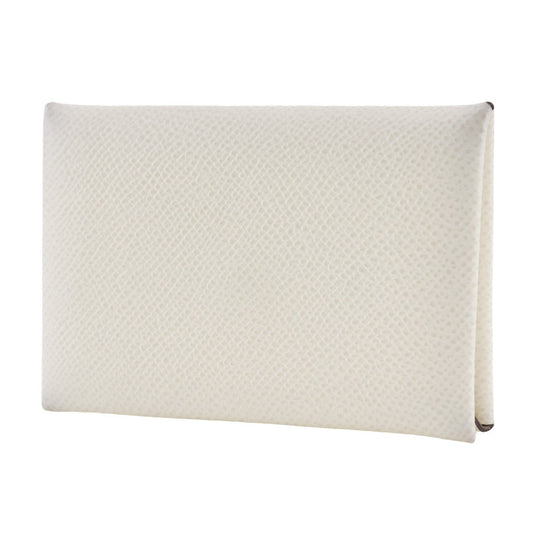 HERMES Card Case Epsom White Calvi unisex(Unisex) Used