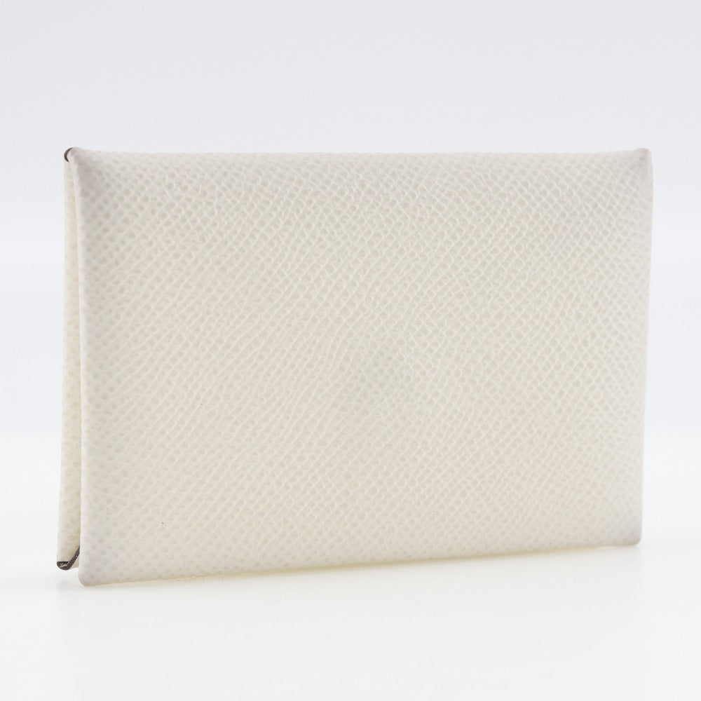 HERMES Card Case Epsom White Calvi unisex(Unisex) Used