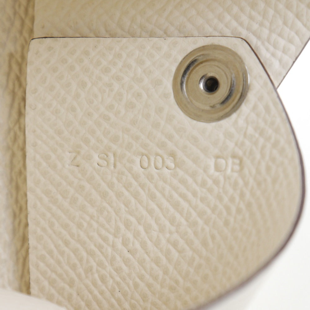 HERMES Card Case Epsom White Calvi unisex(Unisex) Used