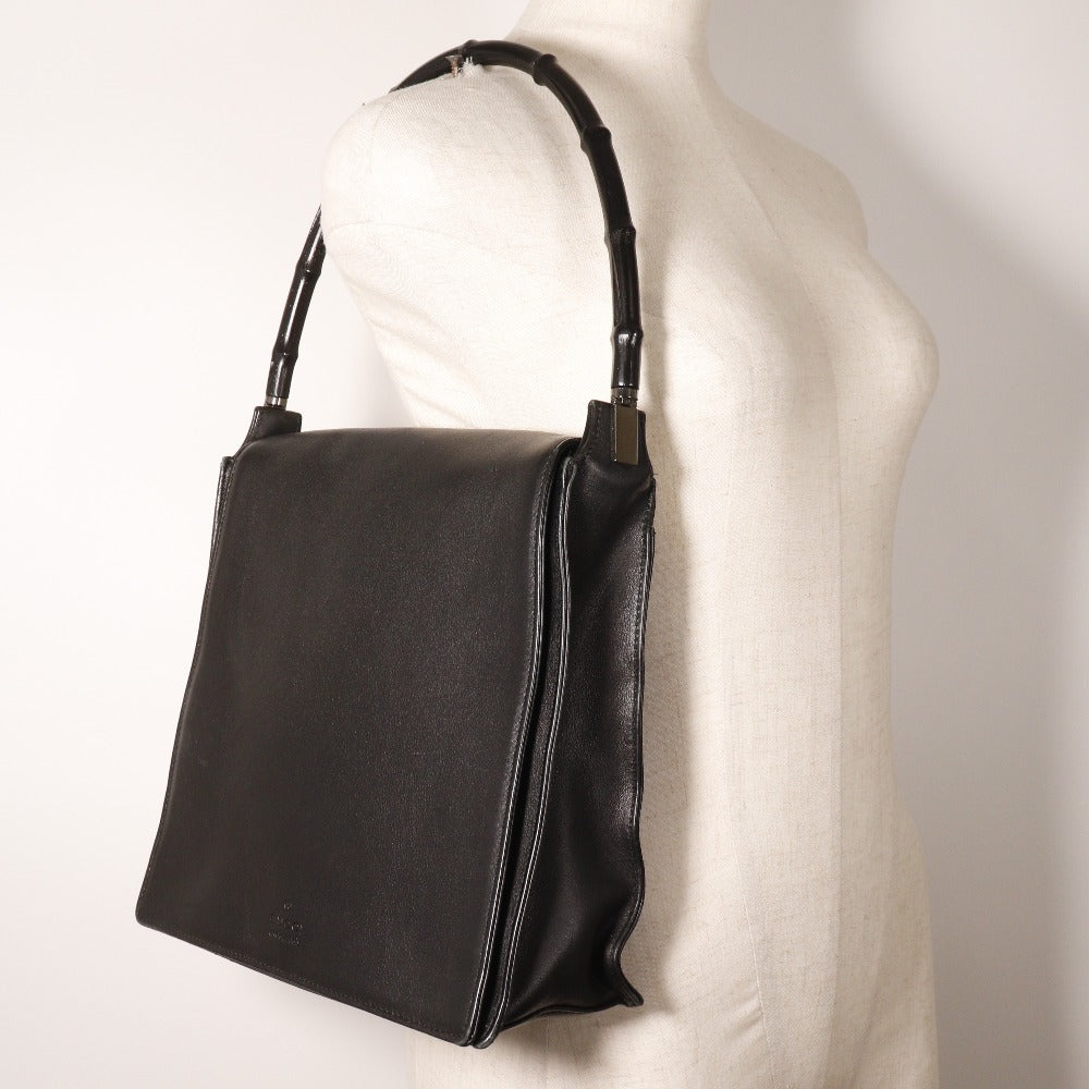 GUCCI Shoulder Bag 001 3243 200047 Calfskin black Bamboo Women Used
