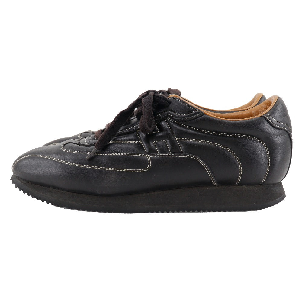 HERMES sneakers leather black quick mens 41 Used