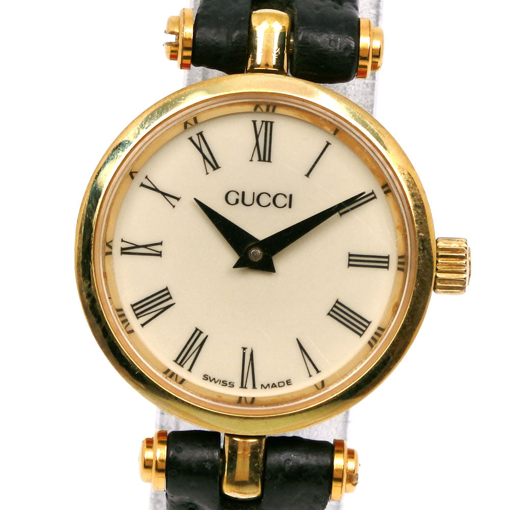 GUCCI Watches Quartz Plated Gold , Leather beige Sherry Ivory dial