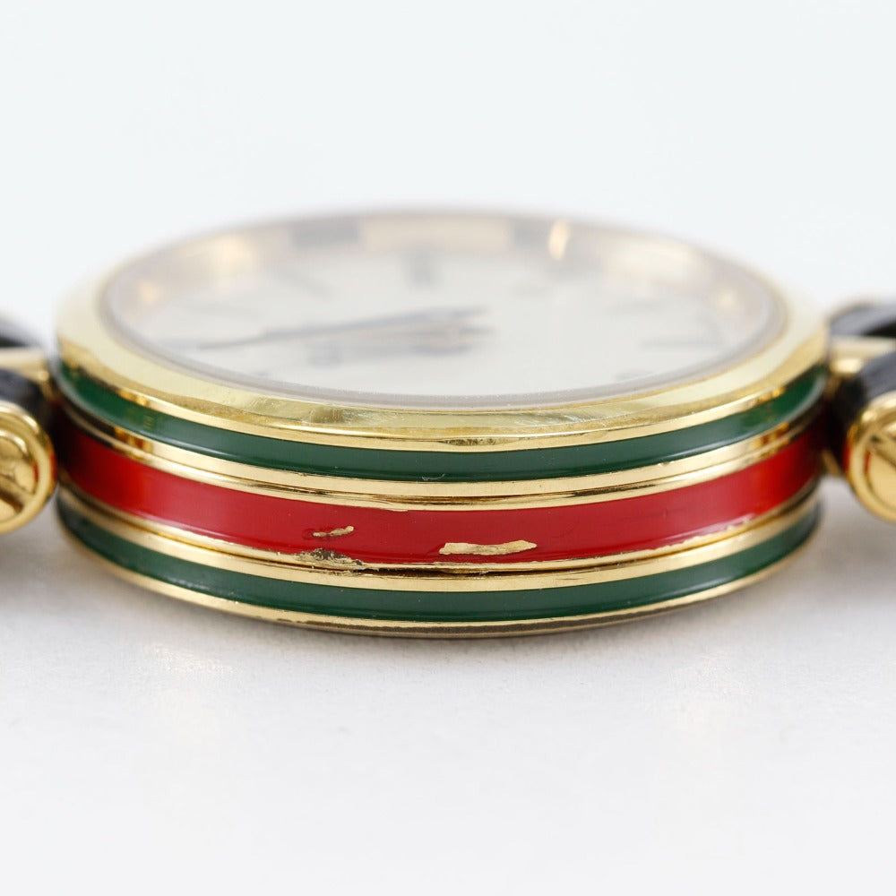 GUCCI Watches Quartz Plated Gold , Leather beige Sherry Ivory dial