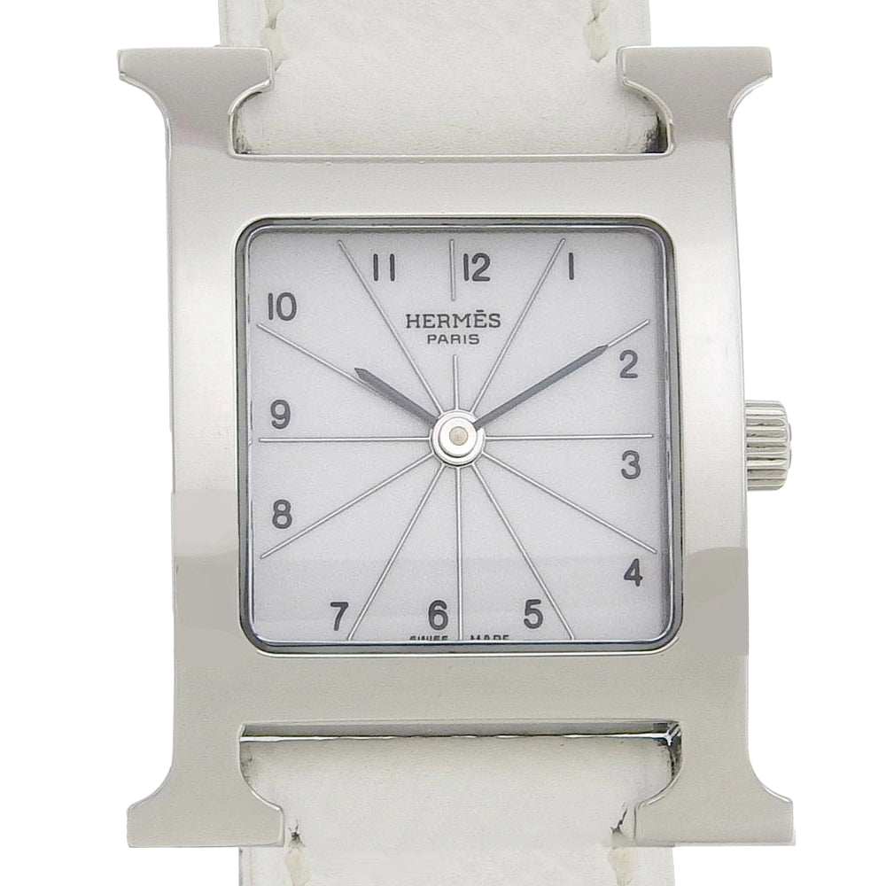 HERMES Watches Quartz HH1.210 Stainless Steel , Leather white H watch White dial