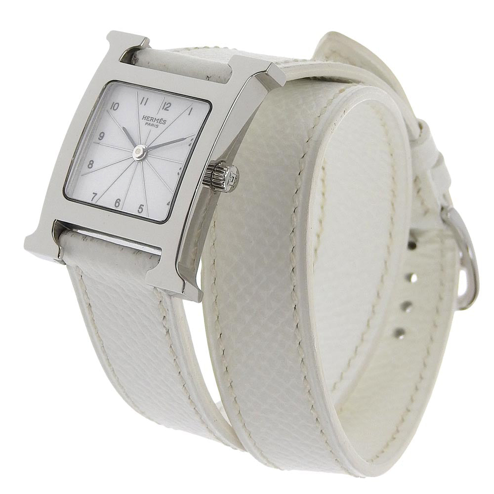 HERMES Watches Quartz HH1.210 Stainless Steel , Leather white H watch White dial