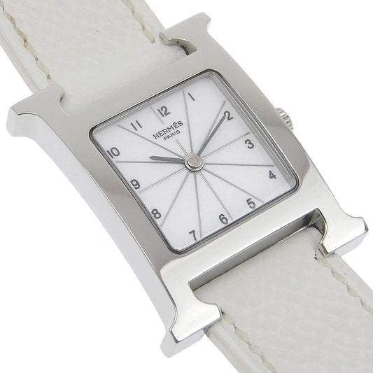 HERMES Watches Quartz HH1.210 Stainless Steel , Leather white H watch White dial