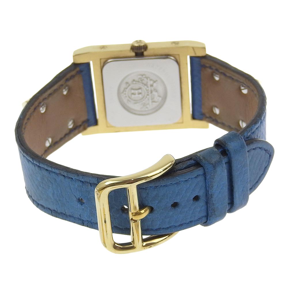 HERMES Watches Quartz Plated Gold , Leather Silver Medor White dial