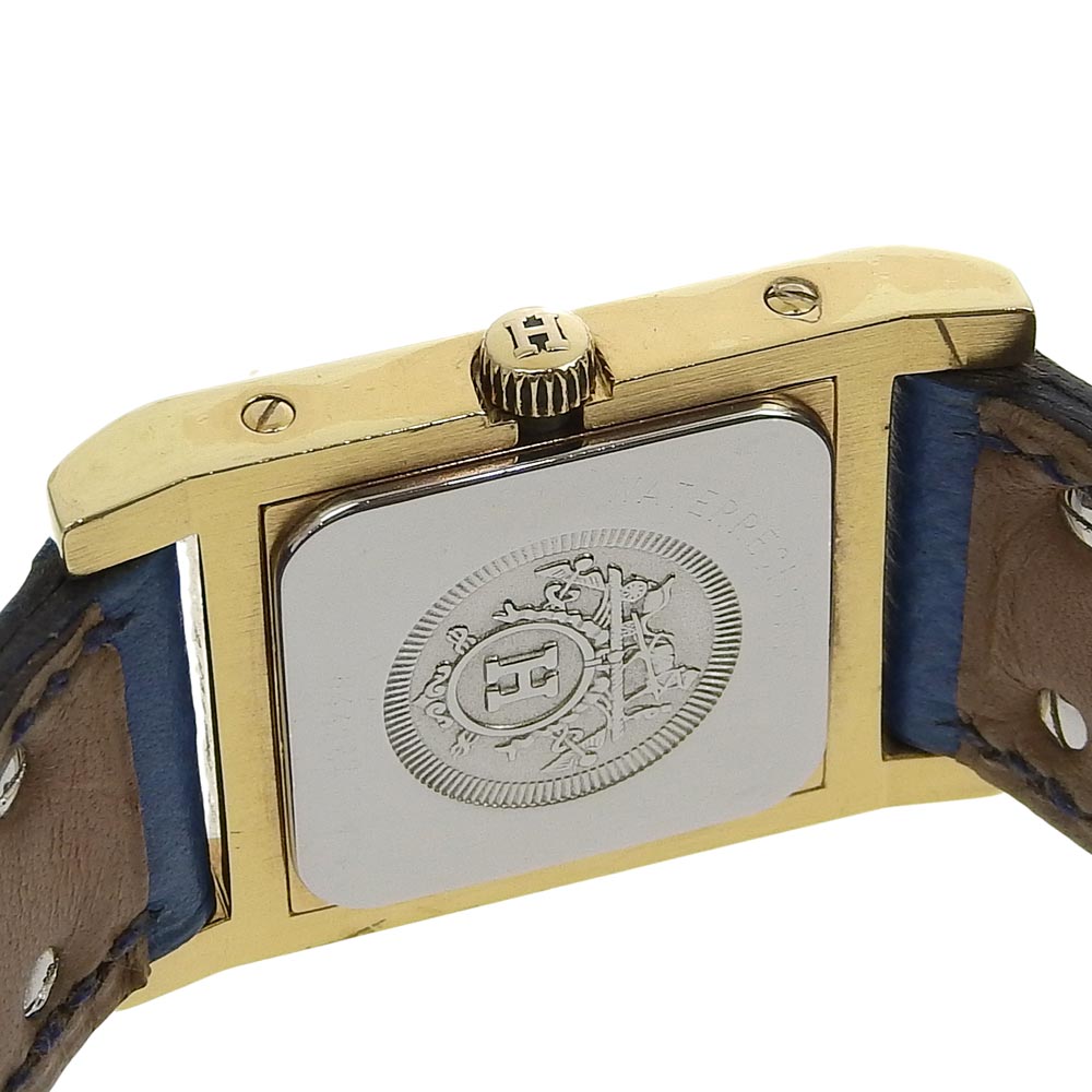 HERMES Watches Quartz Plated Gold , Leather Silver Medor White dial
