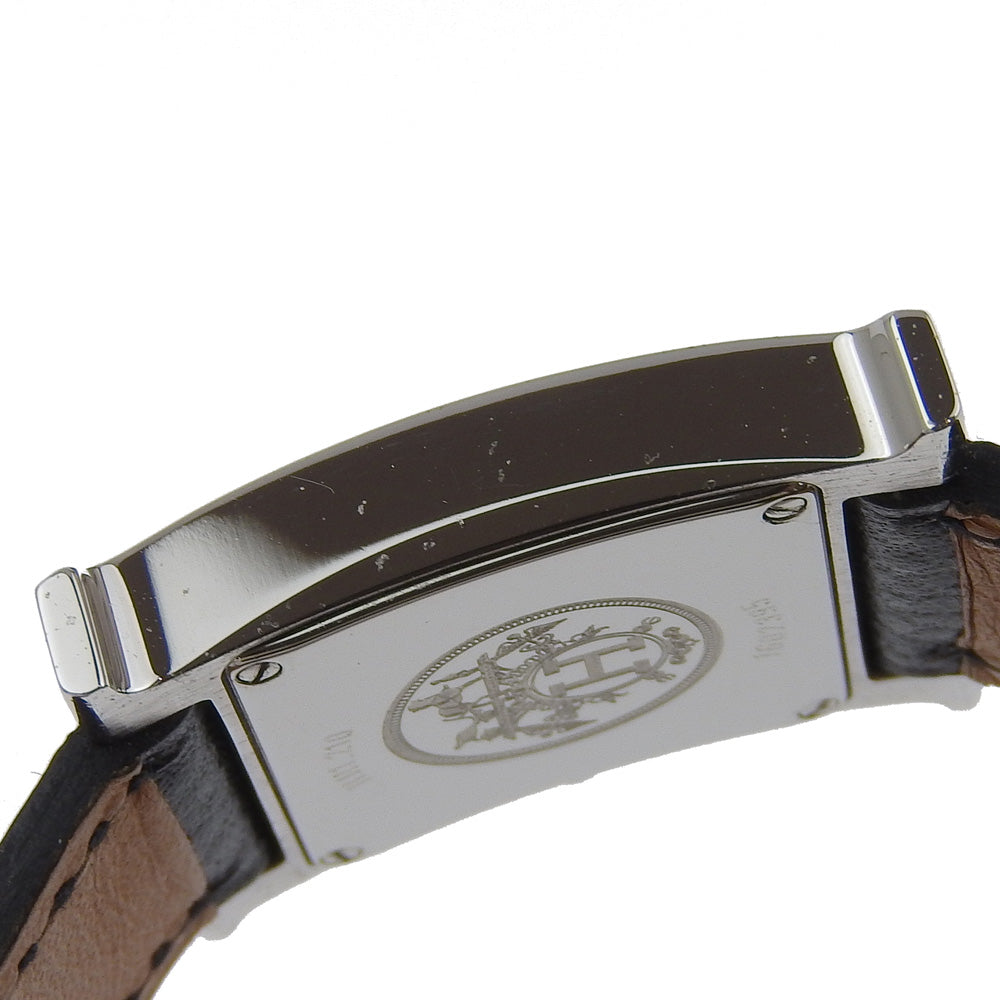 HERMES Watches Quartz HH1.210 Stainless Steel , Embossed Leather black H watch black dial