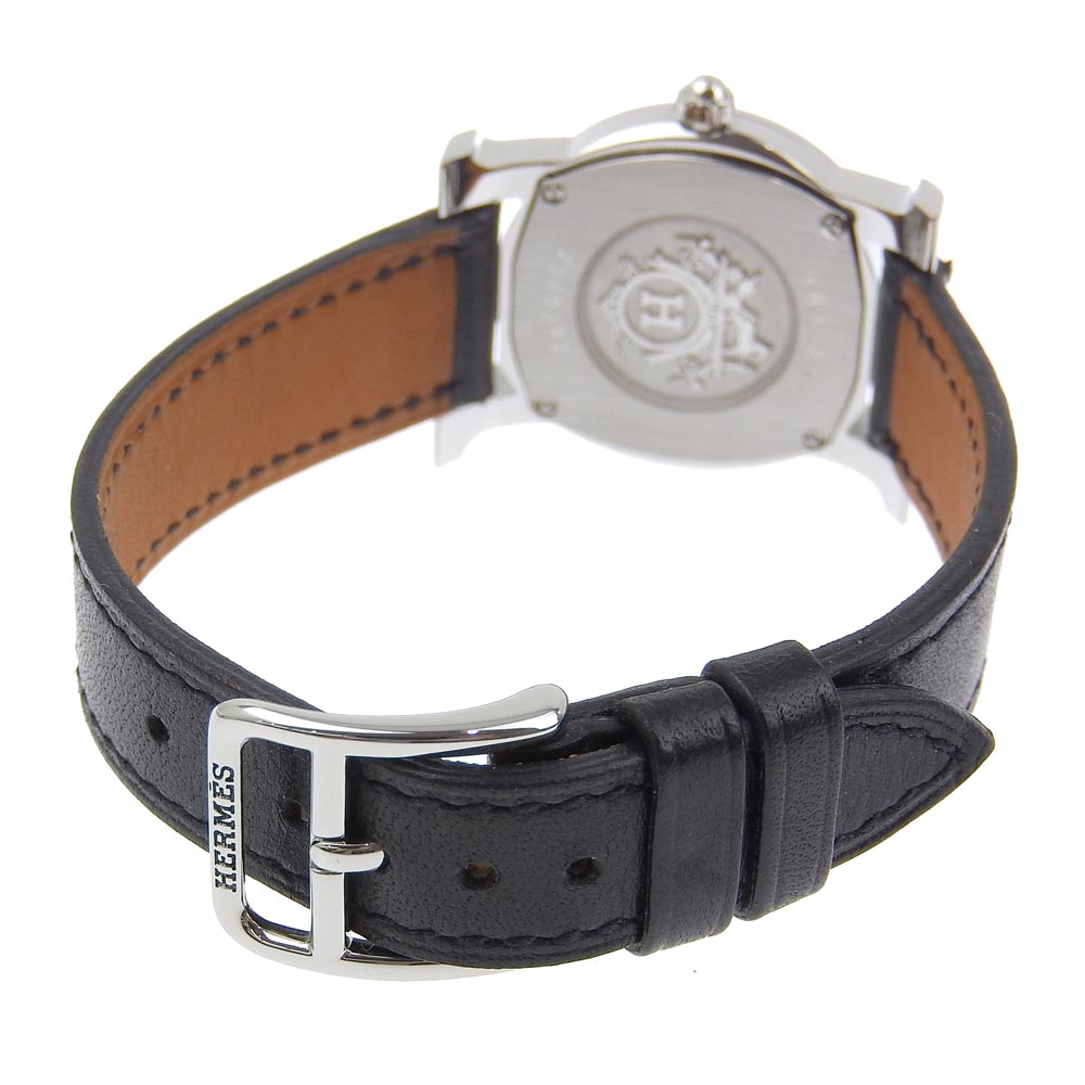 HERMES Watches Quartz HR1.210 Stainless Steel , Embossed Leather Silver H watch Rondo Silver dial