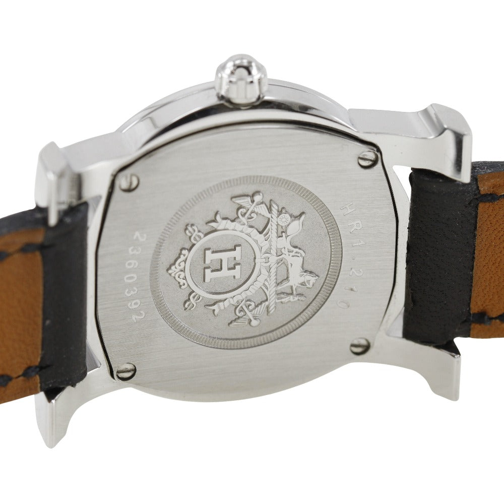 HERMES Watches Quartz HR1.210 Stainless Steel , Embossed Leather Silver H watch Rondo Silver dial