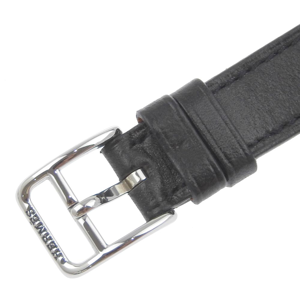 HERMES Watches Quartz HR1.210 Stainless Steel , Embossed Leather Silver H watch Rondo Silver dial