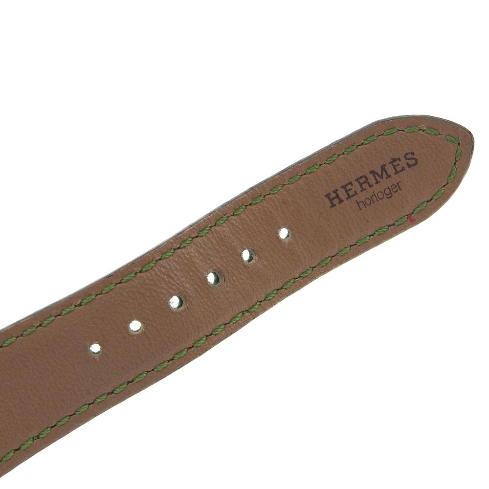 HERMES Watches Quartz Plated Gold , Leather green Medor White dial