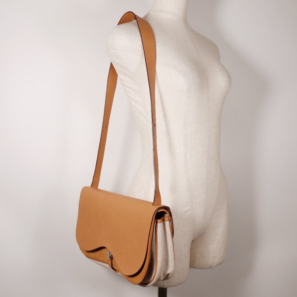 HERMES Shoulder Bag Toile H, Vache Lige Brown Sac Colorado MM Women Used