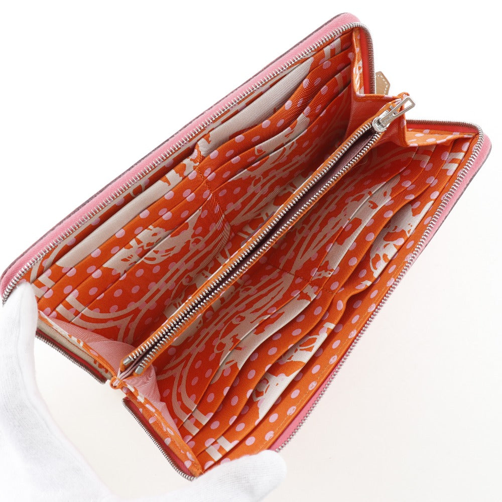 HERMES Long Wallet Purse Epsom pink Azap Long Silk Inn Women Used