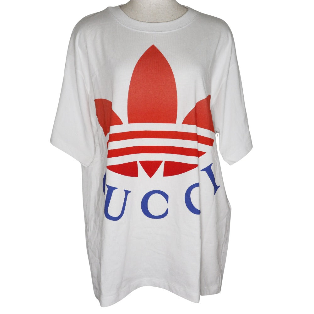 GUCCI Short sleeve T-shirt cotton White adidas collaboration unisex(Unisex) XS Used