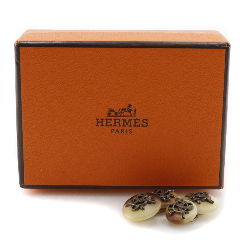 HERMES cuffs Buffalo horn Beige / Brown rap mens Used