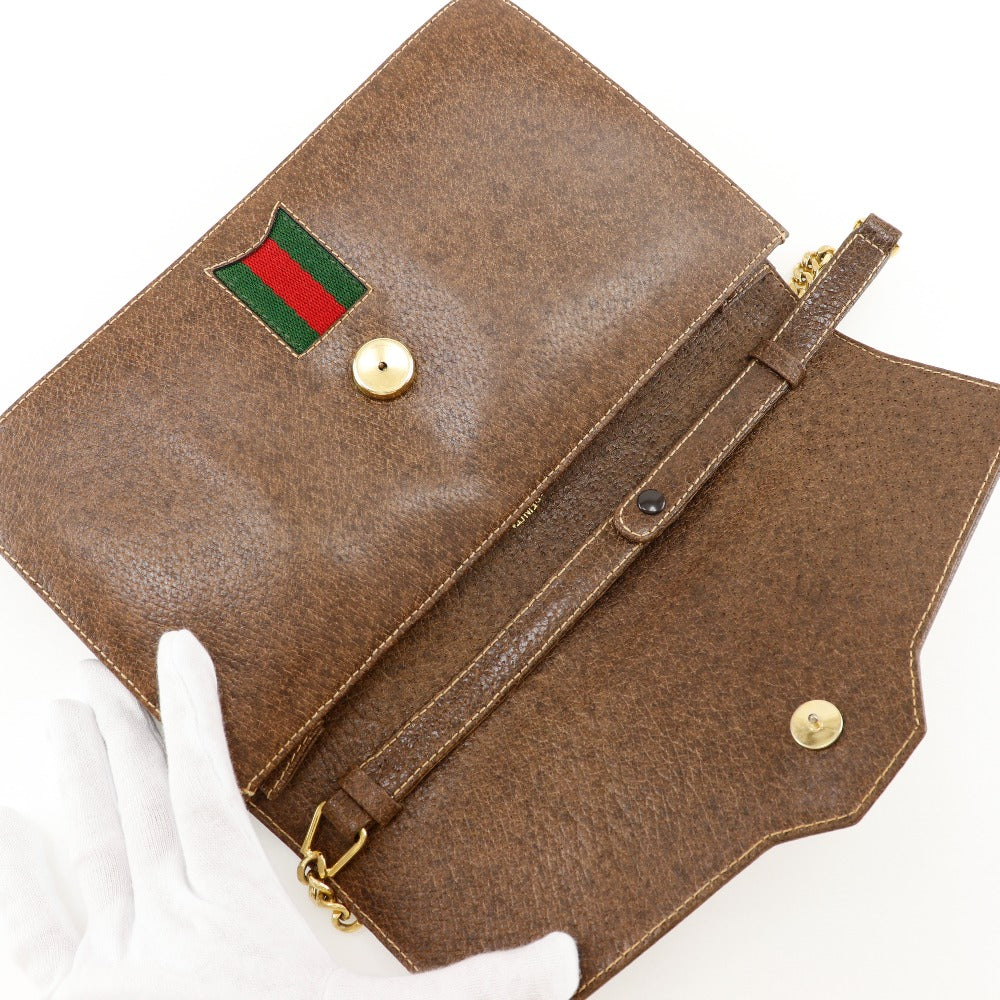 GUCCI Shoulder Bag PVC Brown 2-way clutch Sherry line Old Gucci Women Used