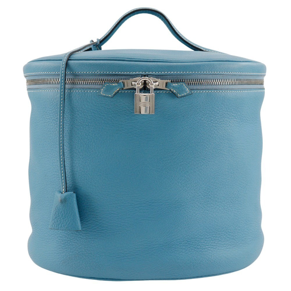 HERMES Handbag Taurillon Clemence Light blue/Silver Metal 2WAYShoulder Vanity Inter City Women Used