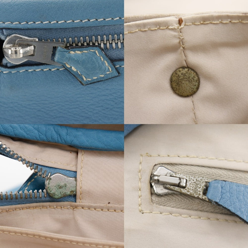 HERMES Handbag Taurillon Clemence Light blue/Silver Metal 2WAYShoulder Vanity Inter City Women Used