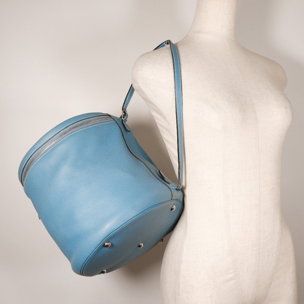 HERMES Handbag Taurillon Clemence Light blue/Silver Metal 2WAYShoulder Vanity Inter City Women Used