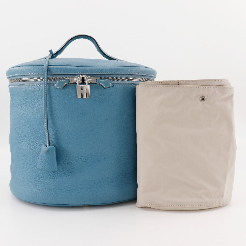 HERMES Handbag Taurillon Clemence Light blue/Silver Metal 2WAYShoulder Vanity Inter City Women Used