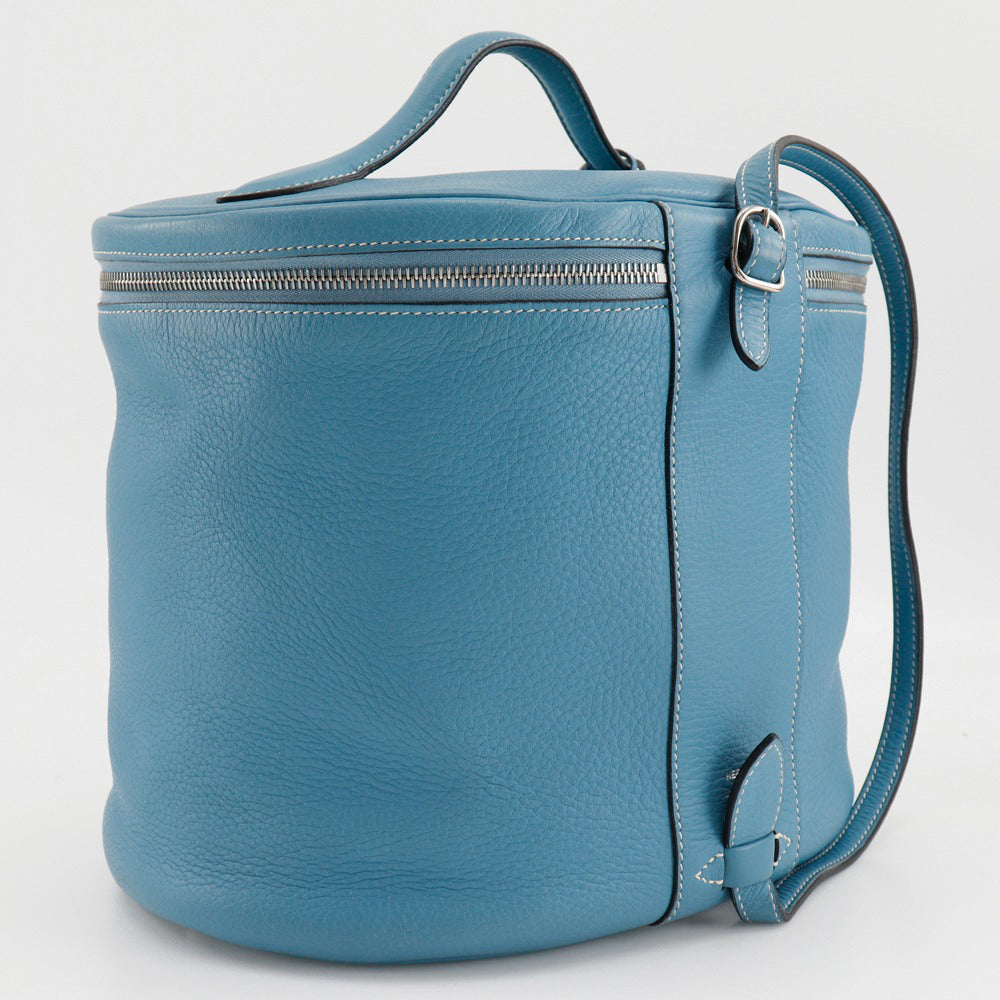 HERMES Handbag Taurillon Clemence Light blue/Silver Metal 2WAYShoulder Vanity Inter City Women Used