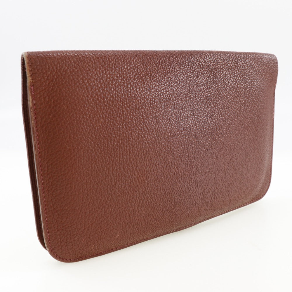 HERMES Long Wallet Purse Taurillon Clemence SilverMetal Dogon GM Women Used
