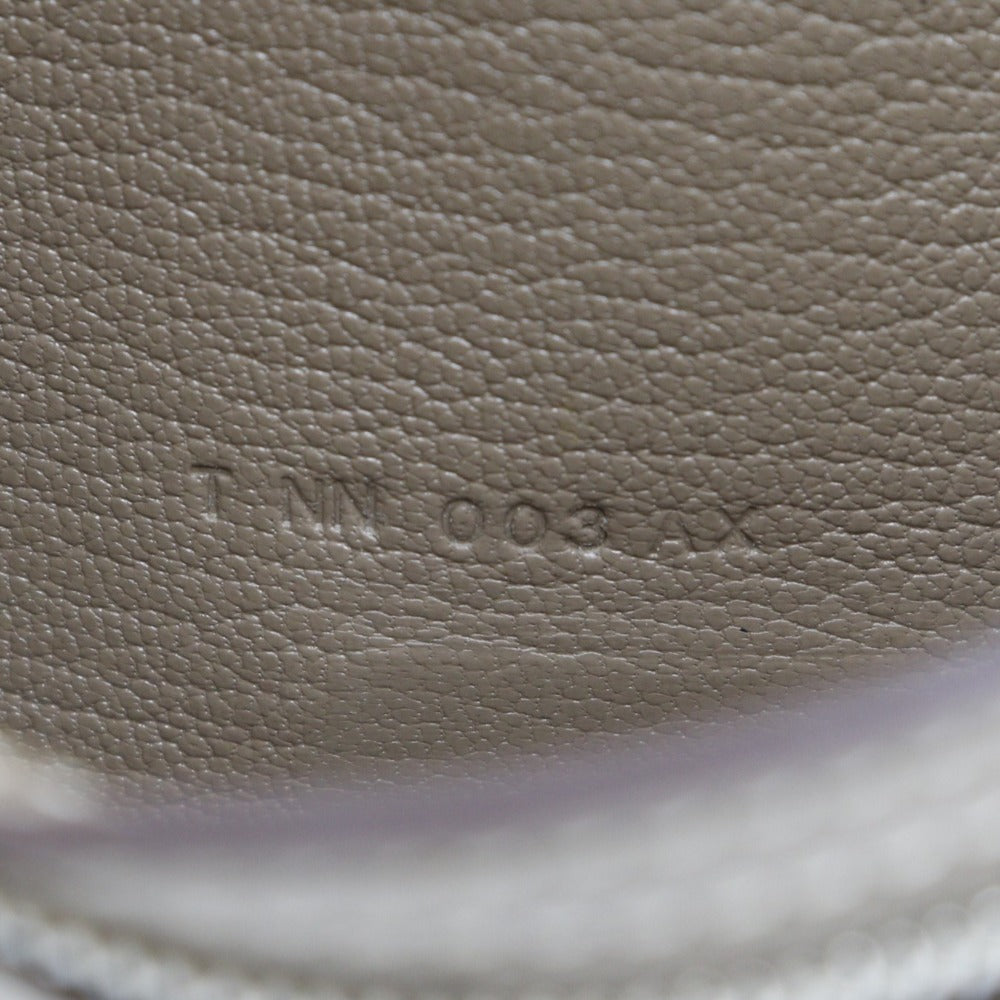 HERMES Long Wallet Purse Shave Grey SilverMetal Bane Souffle Women Used