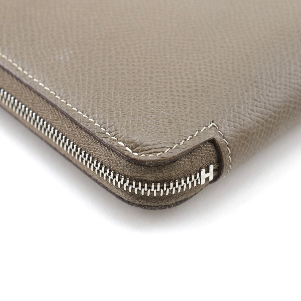 HERMES Long Wallet Purse Epsom Brown Azap Long Silk Inn Women Used