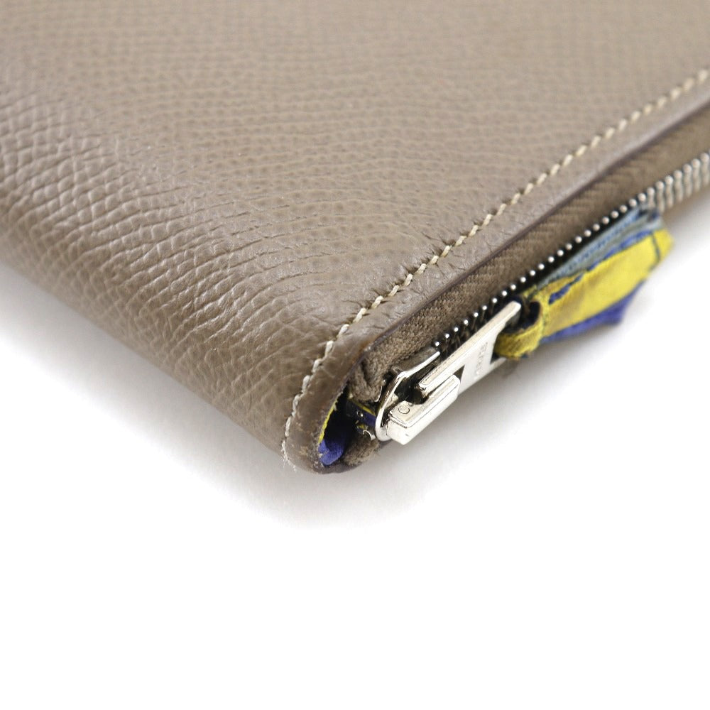 HERMES Long Wallet Purse Epsom Brown Azap Long Silk Inn Women Used
