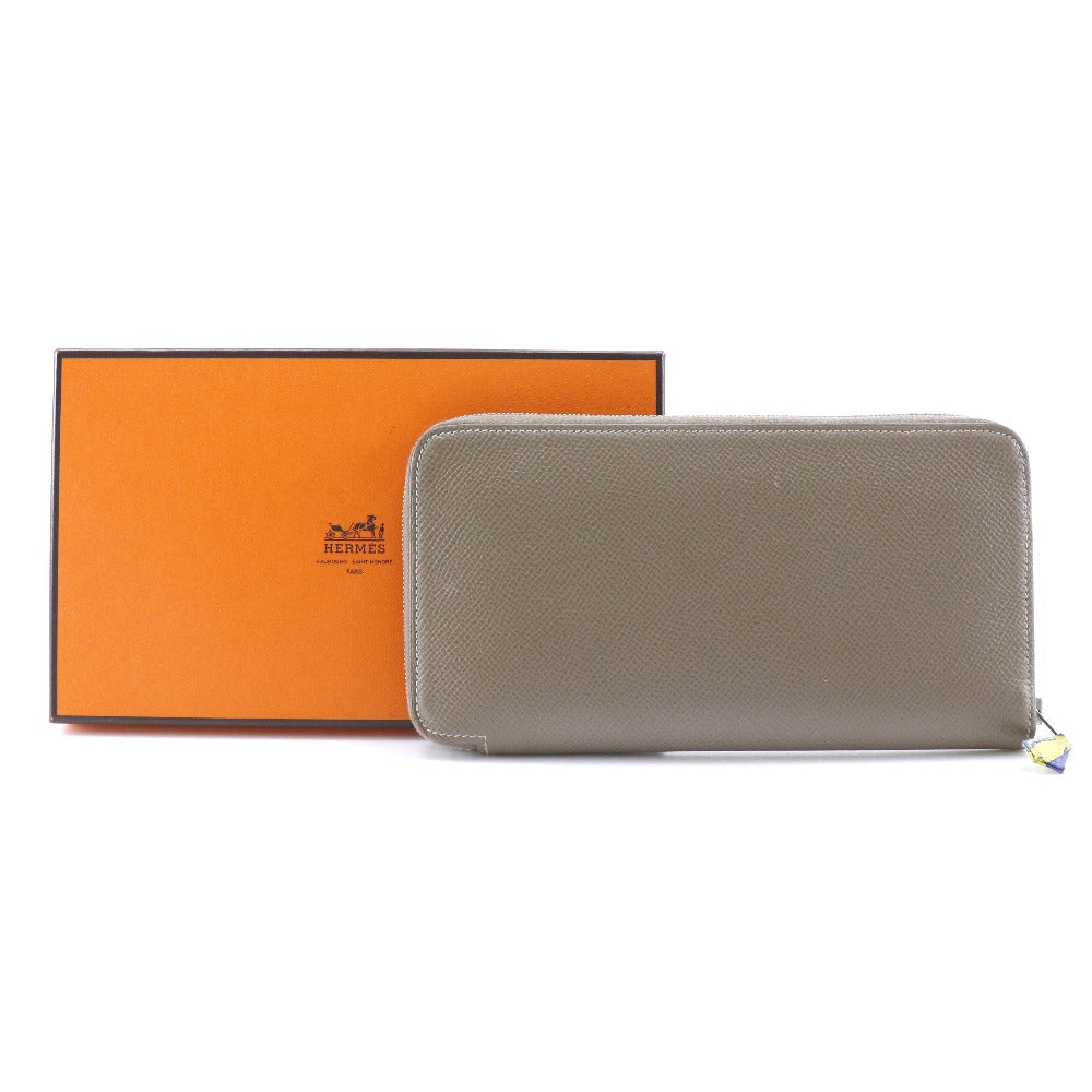 HERMES Long Wallet Purse Epsom Brown Azap Long Silk Inn Women Used