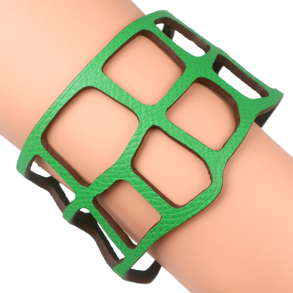 HERMES bracelet Togo Green petit ache ecaille Bangle Women Used