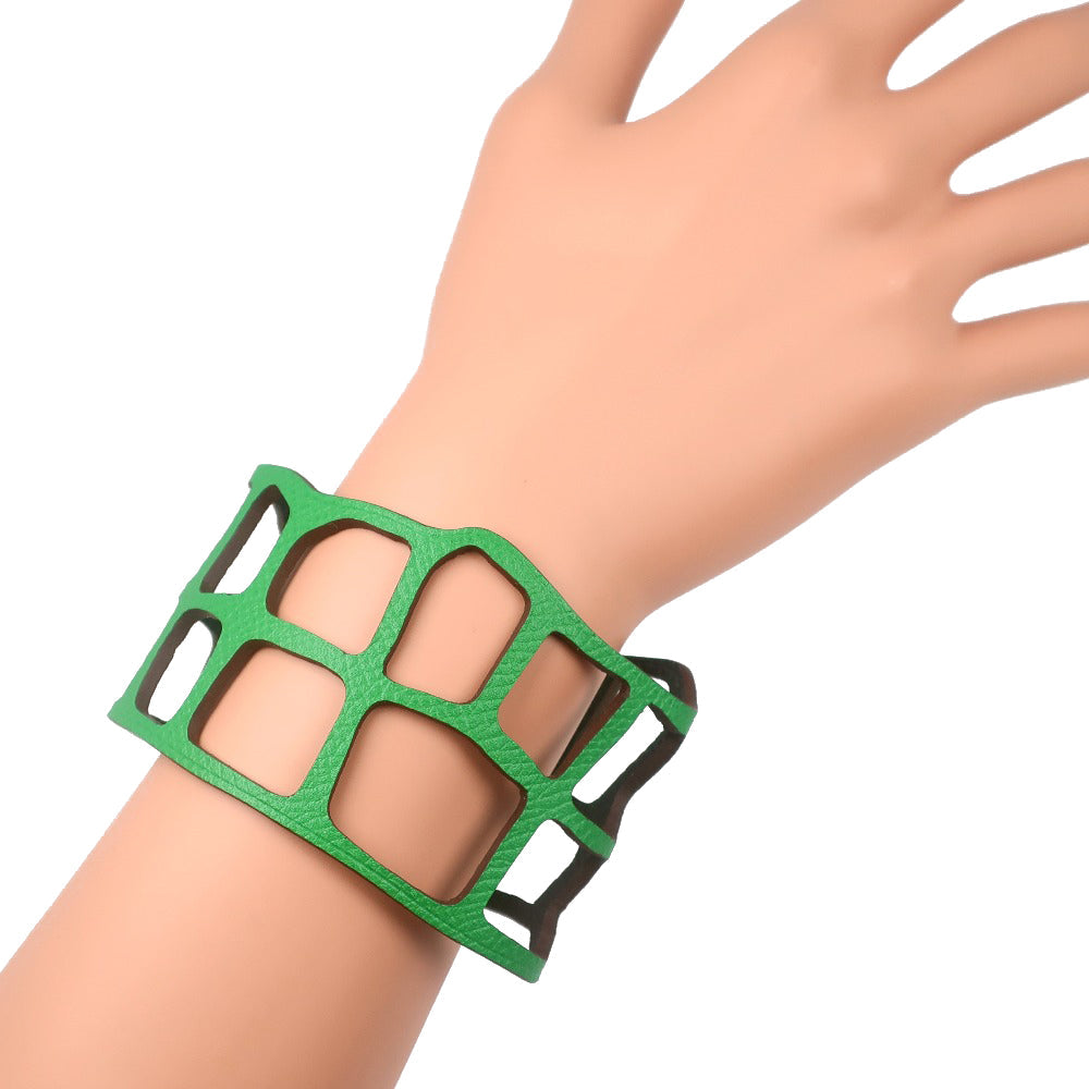 HERMES bracelet Togo Green petit ache ecaille Bangle Women Used