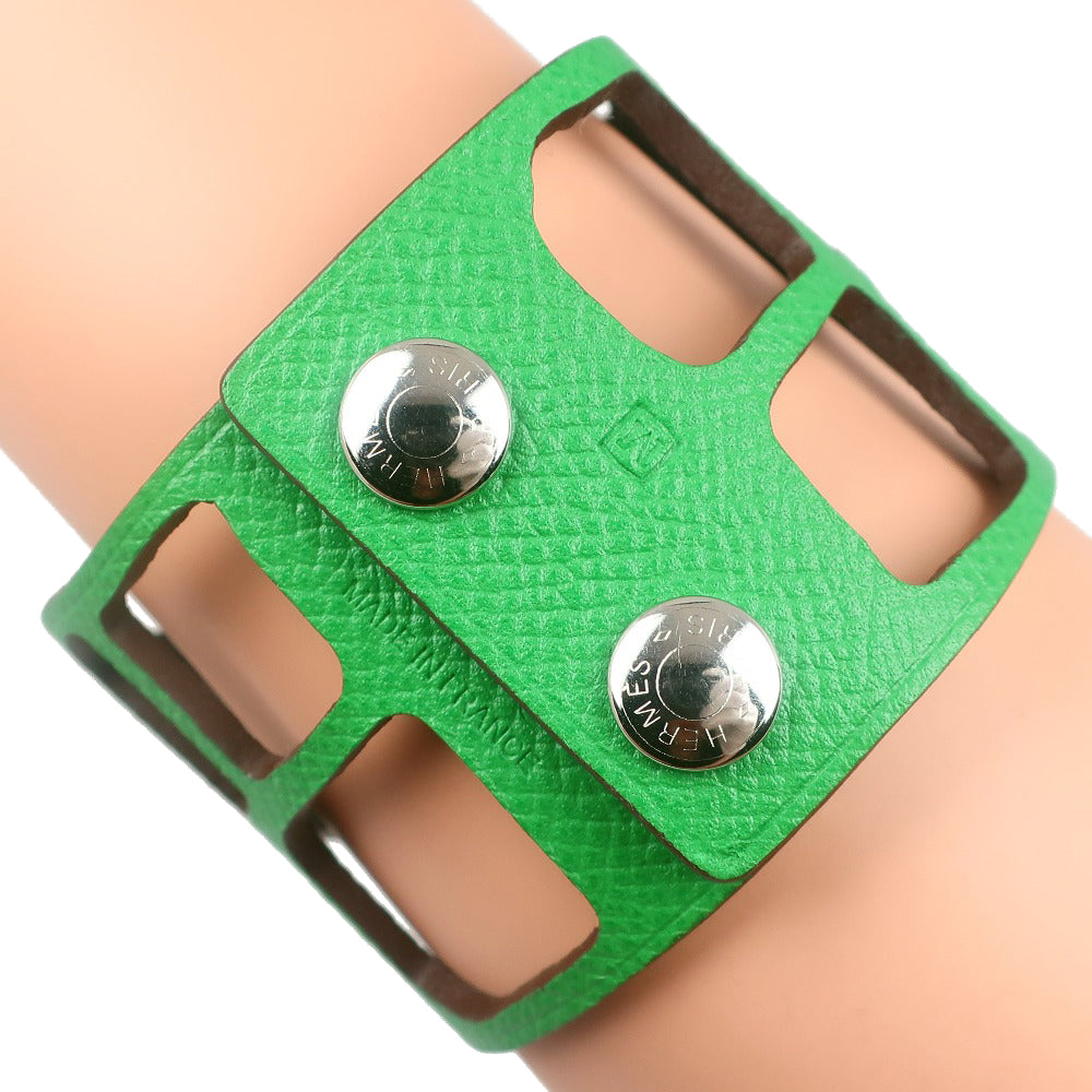 HERMES bracelet Togo Green petit ache ecaille Bangle Women Used