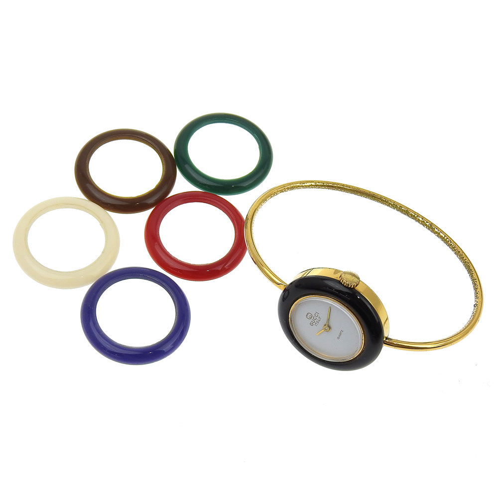 GUCCI Watches Quartz Plated Gold white Change bezel White dial