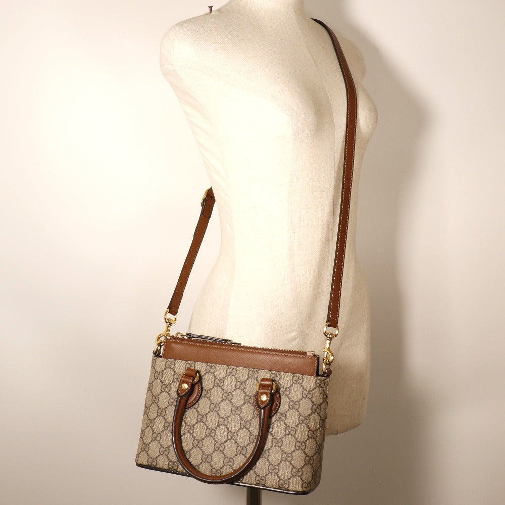 GUCCI Handbag 453177 GG Supreme Canvas beige 2WAYShoulder Women Used