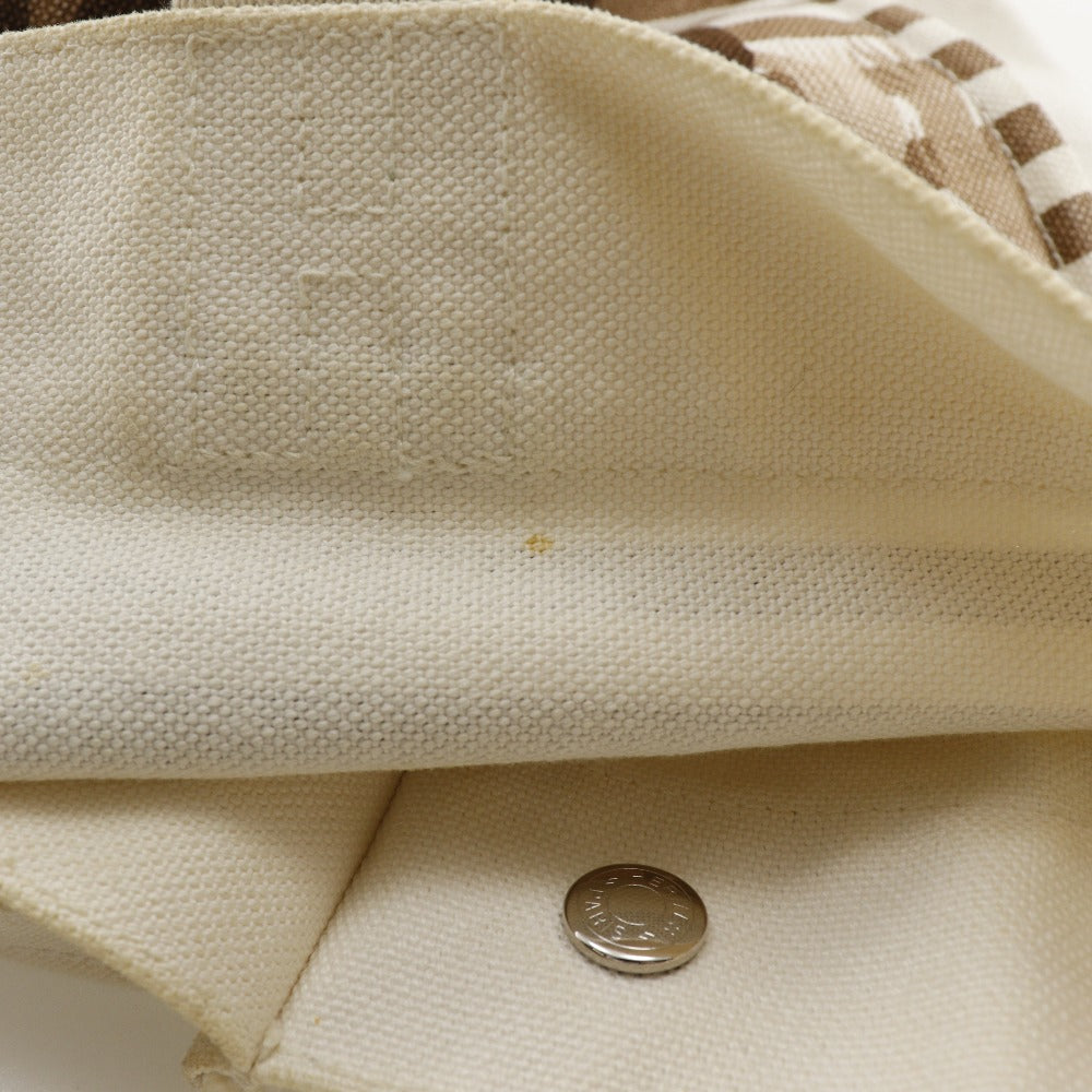 HERMES Tote Bag canvas Brown/Off White Chevault Women(Unisex) Used