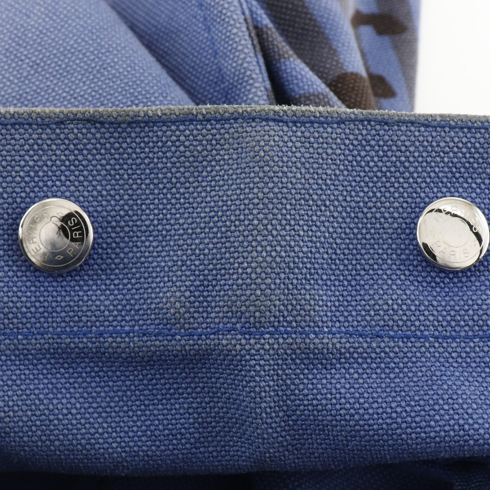 HERMES Tote Bag canvas Blue, Black Chevault Women(Unisex) Used