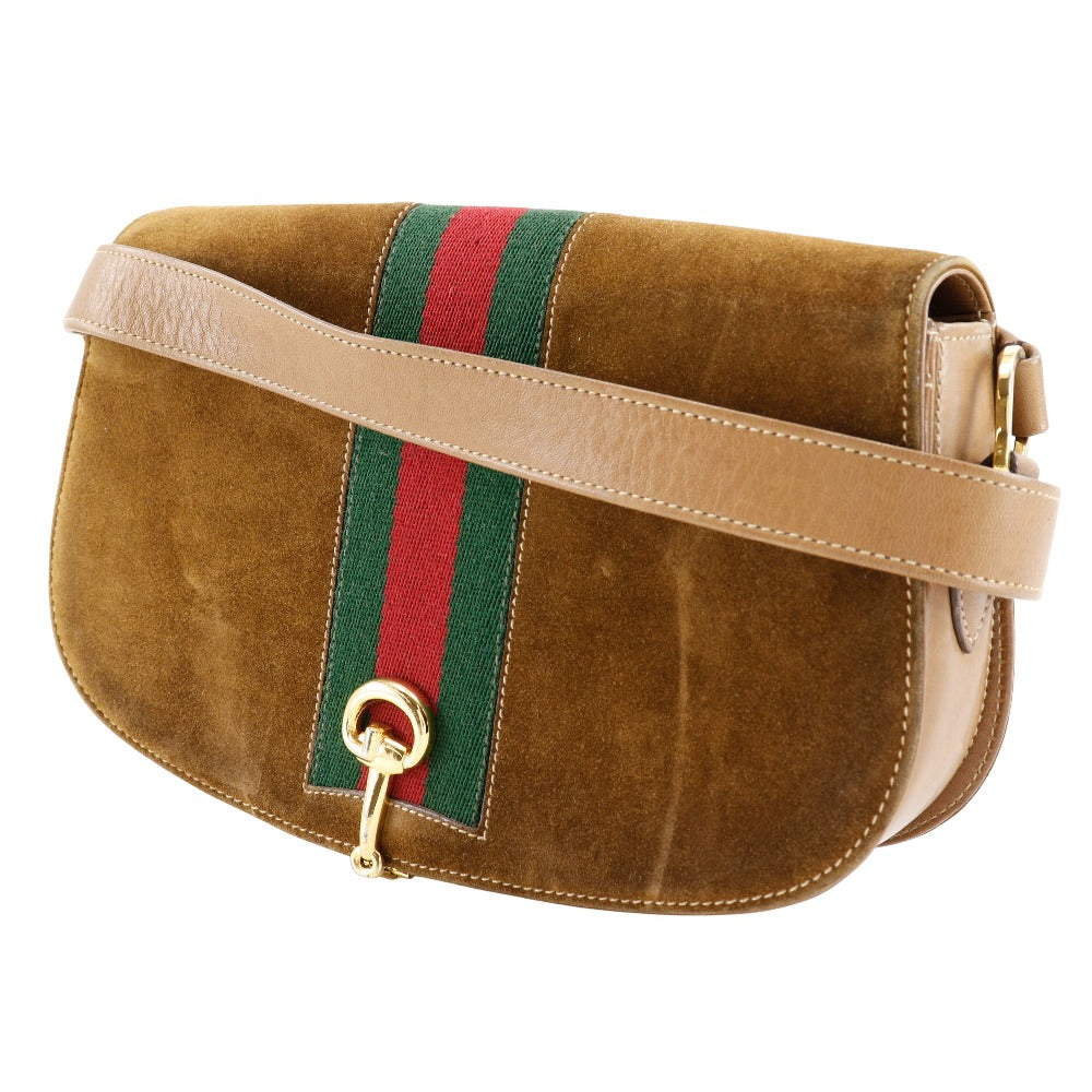 GUCCI Shoulder Bag Suede, Leather beige Sherry line Old Gucci Women Used