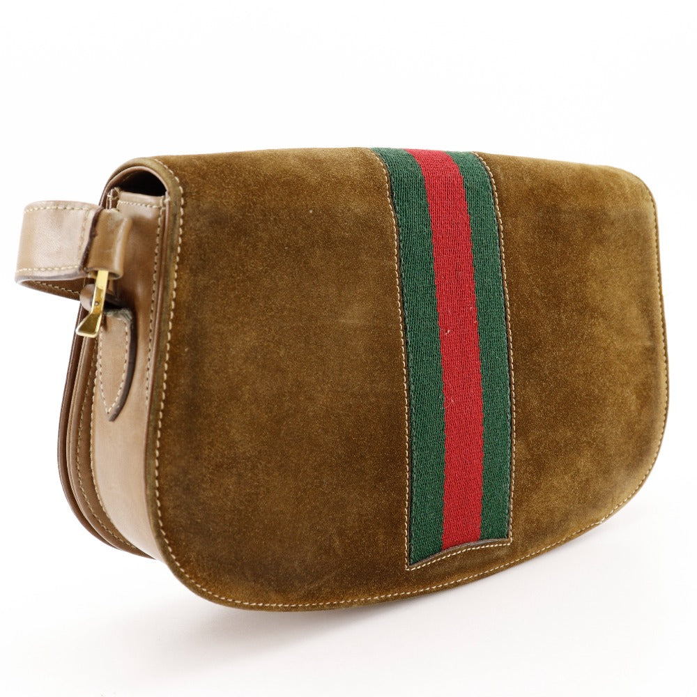 GUCCI Shoulder Bag Suede, Leather beige Sherry line Old Gucci Women Used