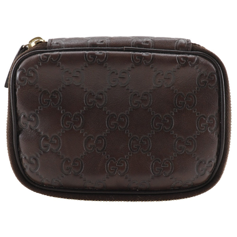 GUCCI Pouch 191187 Sima leather Brown GG Jewelry case Women Used