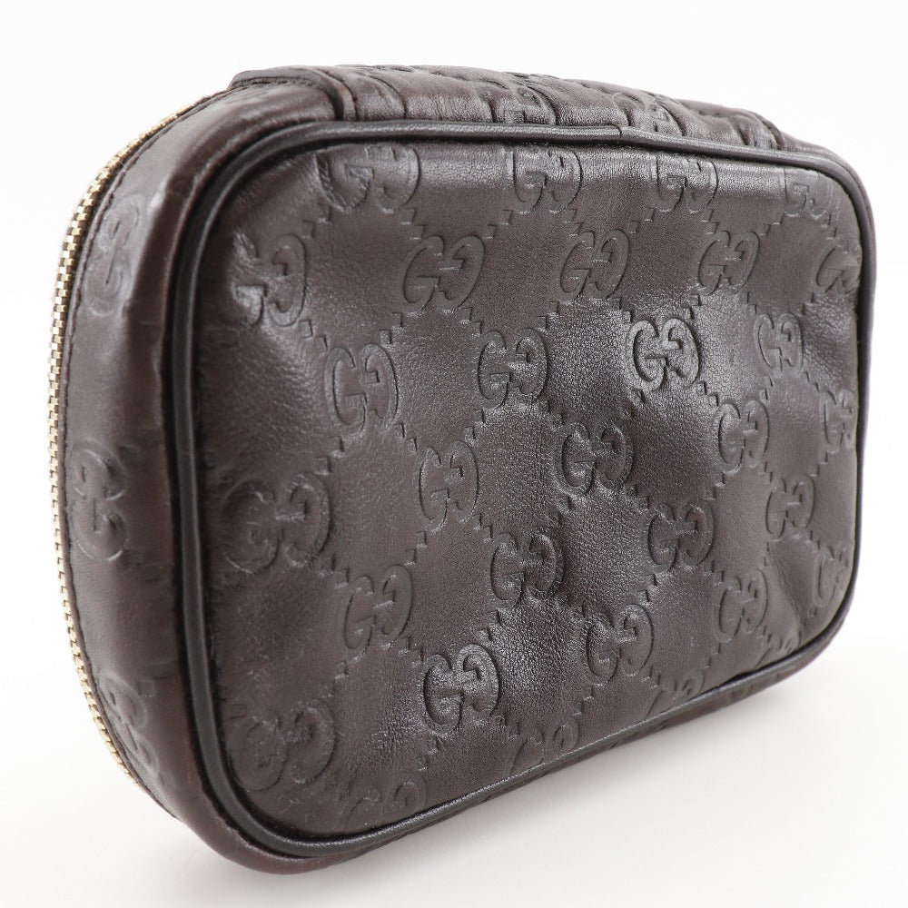 GUCCI Pouch 191187 Sima leather Brown GG Jewelry case Women Used