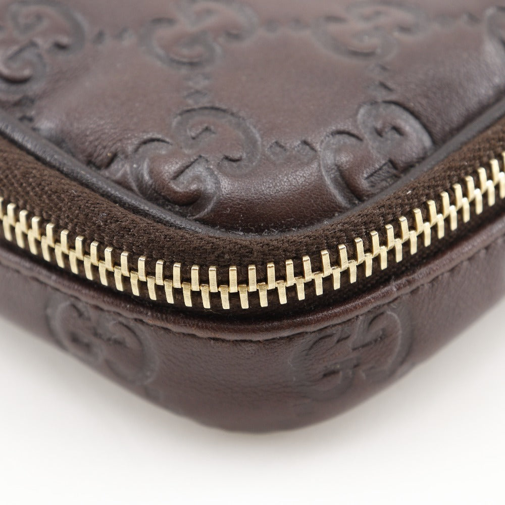 GUCCI Pouch 191187 Sima leather Brown GG Jewelry case Women Used