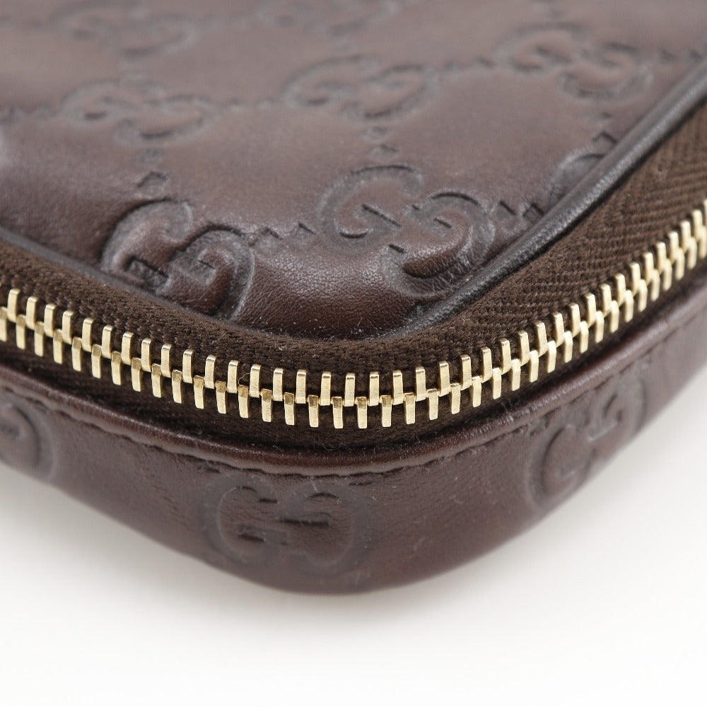 GUCCI Pouch 191187 Sima leather Brown GG Jewelry case Women Used