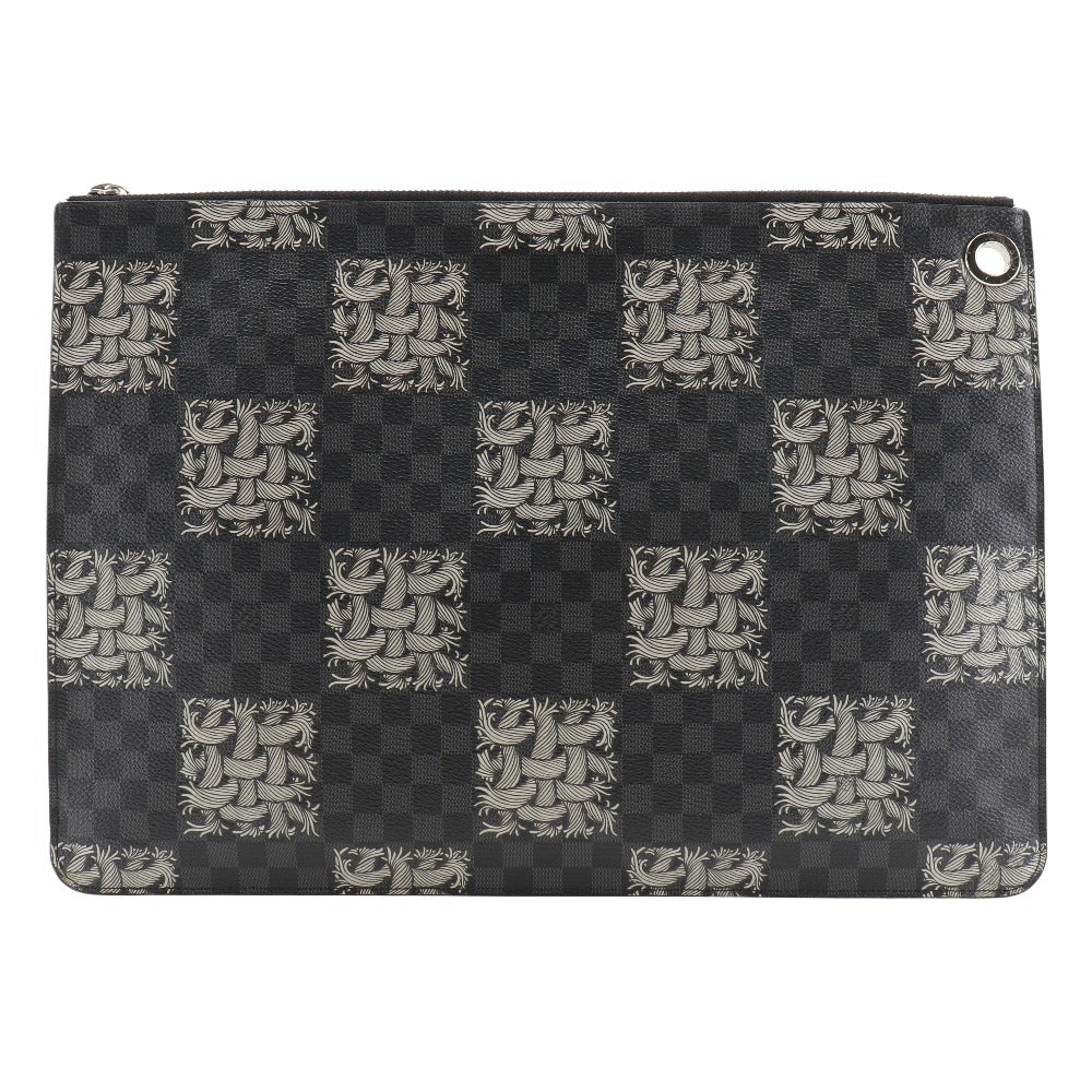 LOUIS VUITTON Clutch bag M61232 Damier Grafitto Canvas black Christopher nemes Pochette Jules GM mens Used