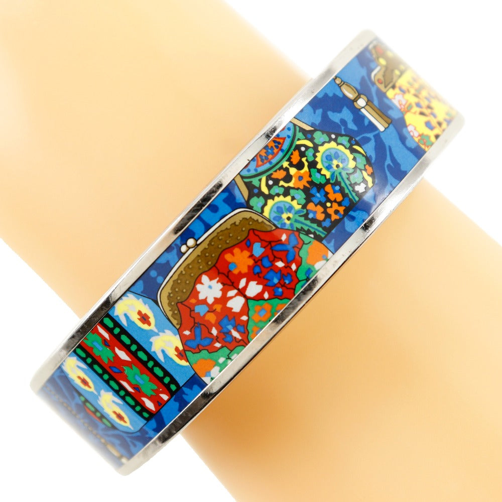 HERMES Bangle metallic Silver / blue cloisonne Emilel GM Women Used