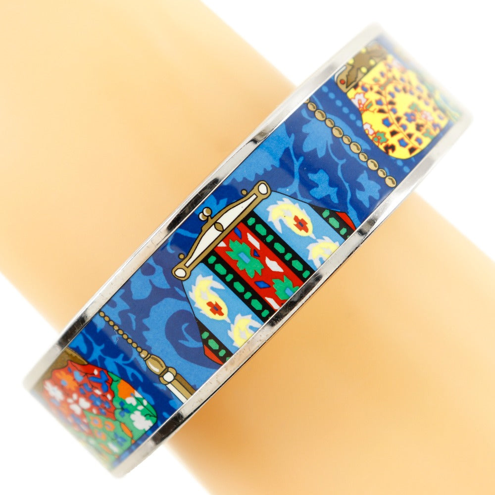HERMES Bangle metallic Silver / blue cloisonne Emilel GM Women Used