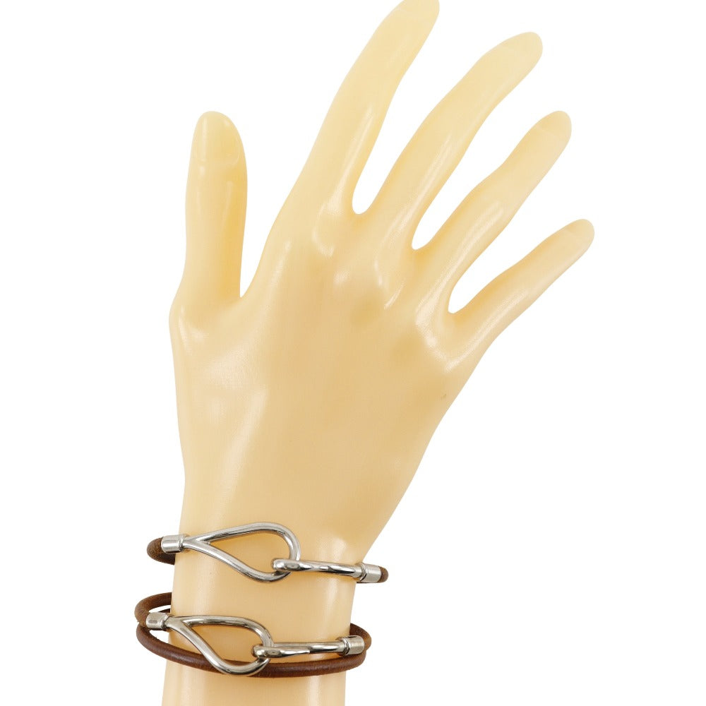 HERMES bracelet leather Brown choker set jumbo