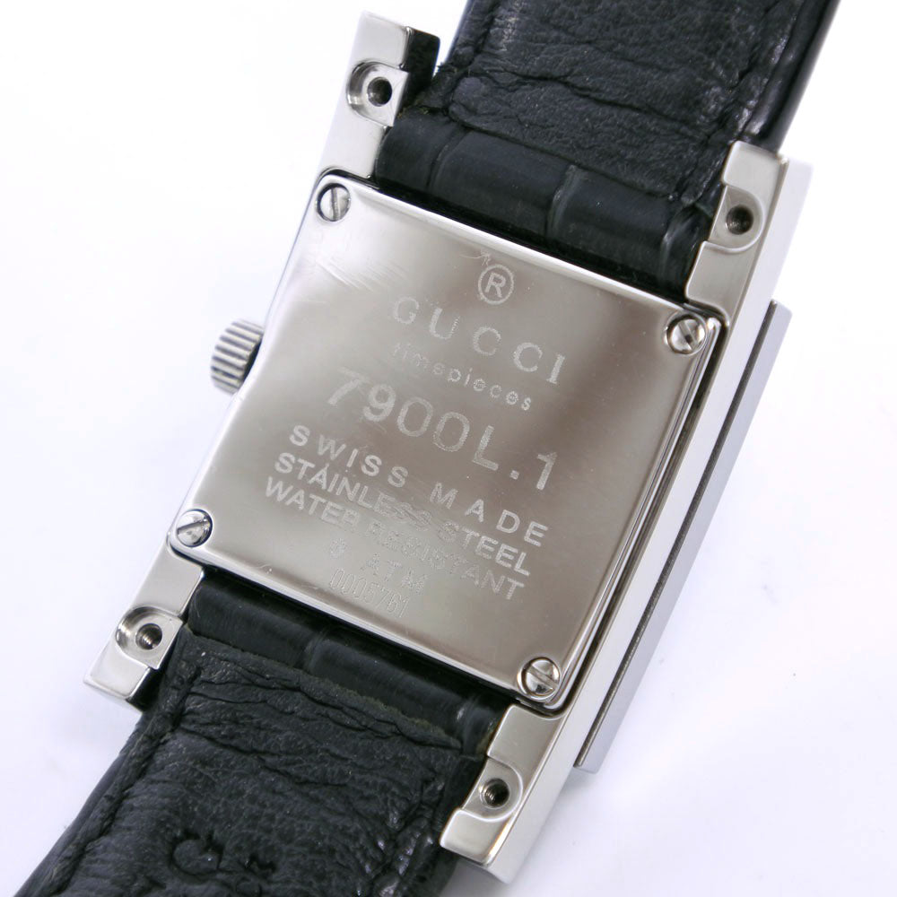 GUCCI Watches Quartz 7900L.1 Stainless Steel , Leather black black dial Women Used